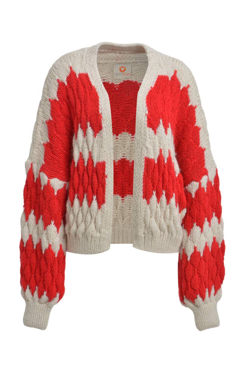 HeartKiss - Cardigan Stripe red print von HeartKiss