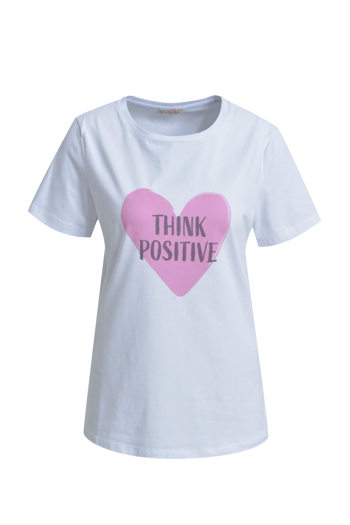 HeartKiss - T-Shirt Think Positive Heart Print pink print - Gr. - L von HeartKiss