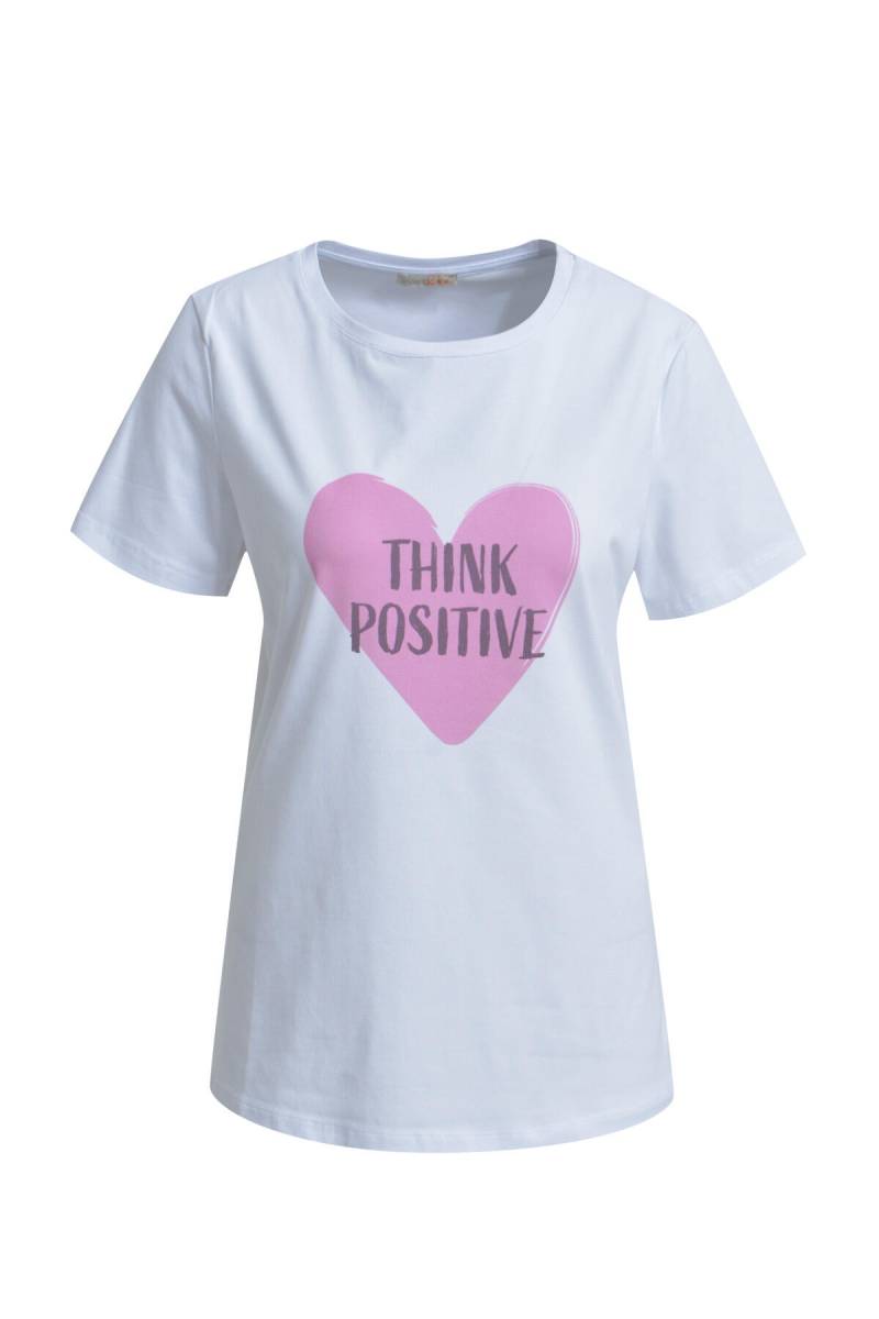 HeartKiss - T-Shirt Think Positive Heart Print pink print - Gr. - M von HeartKiss