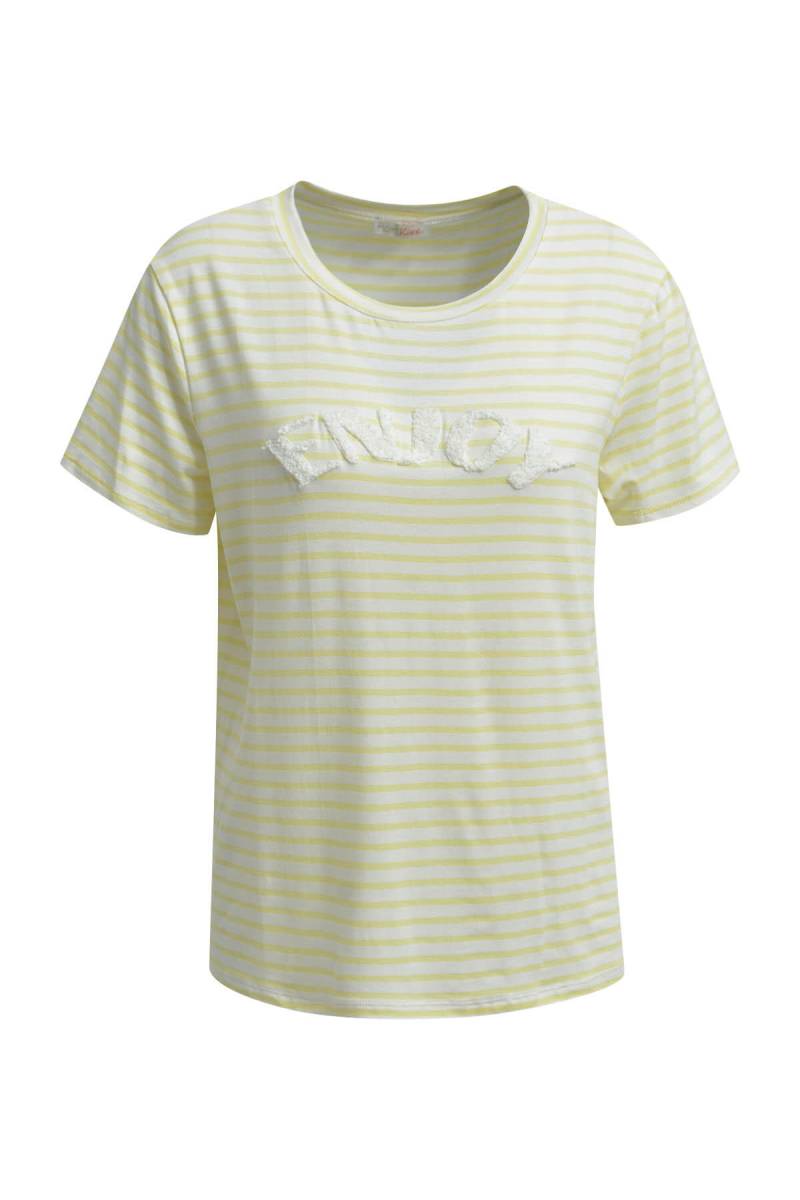 HeartKiss - T-Shirts Stripe Enjoy Frottee Wording yellow print - Gr. - L von HeartKiss