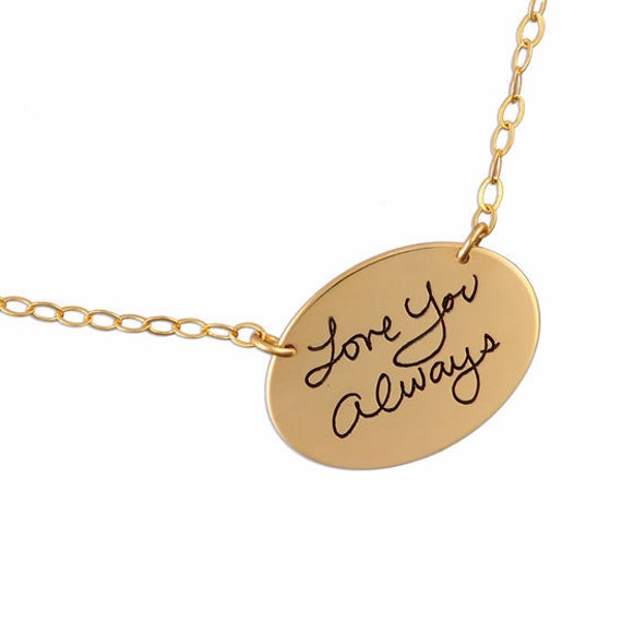 Große Oval-Handschrift Charm in Gold-Signature Jewelry-Handschrift Schmuck-Gedenkschmuck-Erinnerungsschmuck von HeartOnYourWrist