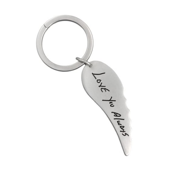 Handschrift Angel Wing Key Ring-Signature Schlüsselring-Handschrift Schmuck-Gedenkschmuck-Erinnerung Schmuck von HeartOnYourWrist