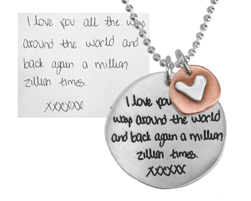 Handschriftliche Halskette Skulpturenschaufeln-Erinnerung An Schmuck-Gedenkschmuck-Kid Es Zeichnung von HeartOnYourWrist