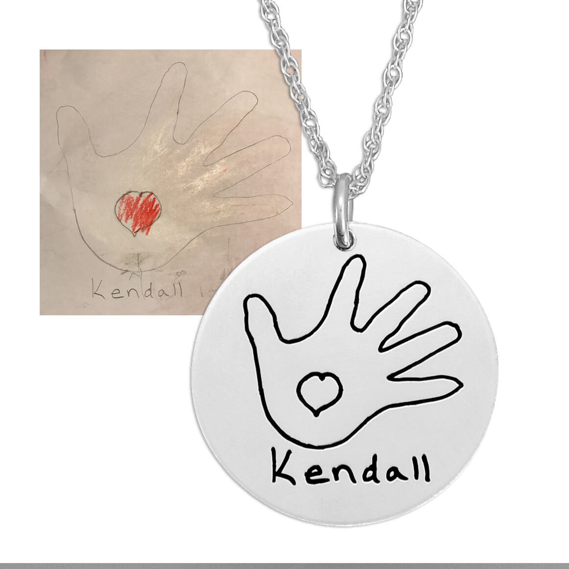 Kinder Kunstwerk Halskette 3/4" Sterling Silber Scheibe -Signatur Schmuck-Handschrift Schmuck-Memorial Schmuck-Erinnerung Schmuck von HeartOnYourWrist