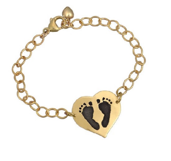 Your Child Es Footprints Armband Herz Gold Verengt-Erinnerung Schmuck-Gedenkschmuck-Fußarzessel von HeartOnYourWrist