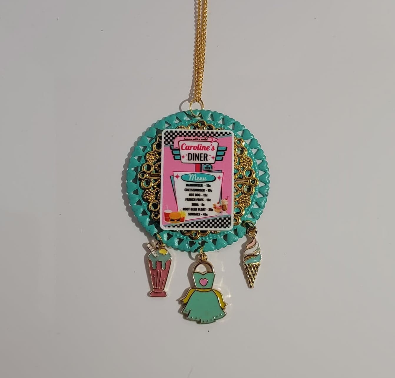 Diner Halskette | 50Er Jahre Schmuck Snackbar Pin Soda Shop Brosche Malt Wanddekoration Löffel-Magnet "Lunch-Theke Liebe" Diner Halskette | 50Er Jahre Schmuck Snackbar Pin Soda Shop Brosche Malt Wanddekoration Löffel-Magnet "Lunch-Theke Liebe" von HeartSleevesBoutique