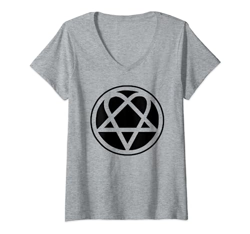 Damen Heartagramm Pentagramm T-Shirt mit V-Ausschnitt Damen Heartagramm Pentagramm T-Shirt mit V-Ausschnitt von Heartagram Pentagram Clothing