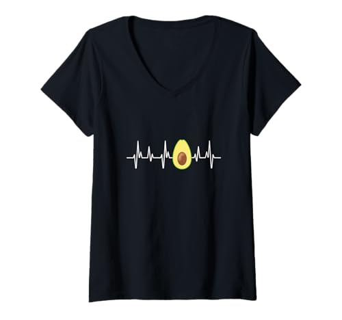 Damen Avocado Heartbeat - Avocado für Männer und Frauen T-Shirt mit V-Ausschnitt Damen Avocado Heartbeat - Avocado für Männer und Frauen T-Shirt mit V-Ausschnitt von Heartbeat Avocado Vegan Vegetarisch