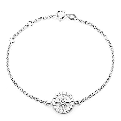 Heartbreaker Armband mit Kompass in Echtsilber rhodiniert/Kollektion Windrose/Süßes Armband aus 925 Sterlingsilber für Damen und Kinder/Länge ca.16-19,5 cm/LD WR 81 von Heartbreaker