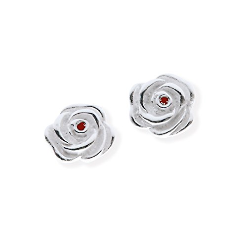 Heartbreaker Rosen Ohrstecker mit Rubin in Echtsilber / Kollektion Hildegard K. / Rosenohrstecker aus 925 Sterlingsilber / Edle Ohrstecker für Damen / LD HK 21 RP von Heartbreaker