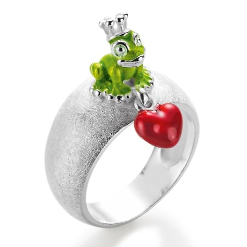 Heartbreaker Damen Ring aus der Kollektion Froggy in Echtsilber/Ring Silber 925 Sterling nickelfrei/Eleganter Schmuck mit Froschkönig für Frauen/LD FG 13 GR-56 von Heartbreaker