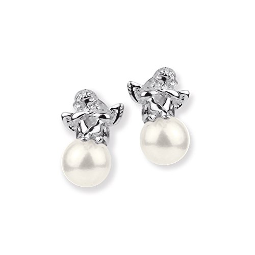 Heartbreaker Engel Ohrstecker mit Muschelkernperle in Echtsilber | Kollektion Pearl of Angels | Engelohrstecker aus 925 Sterlingsilber | Niedliche Ohrstecker für Damen von Heartbreaker