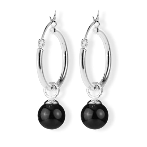 Heartbreaker Ohrring Einhänger aus der Kollektion Style & Go/Einhänger für Creolen Perle Schwarz 925 Sterling Silber nickelfrei/LD MR 31-BL von Heartbreaker