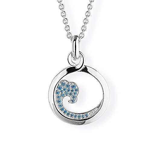 Heartbreaker runder Kreis Anhänger „ Perfekte Welle“ aus Sterlingsilber mit blauem Zirkoniapavée/Anhänger aus 925 Echtsilber für Damen/LD PW 31 von Heartbreaker