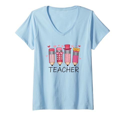 Damen Niedliches Bleistift-Herz-Design für Lehrer T-Shirt mit V-Ausschnitt Damen Niedliches Bleistift-Herz-Design für Lehrer T-Shirt mit V-Ausschnitt von Heartfelt Pencil Teacher Appreciation Design