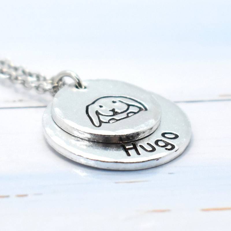 Personalisierte Kaninchen-Halskette Handgestempelter Haustierschmuck Personalisierte Kaninchen-Halskette Handgestempelter Haustierschmuck von HeartfulLondon