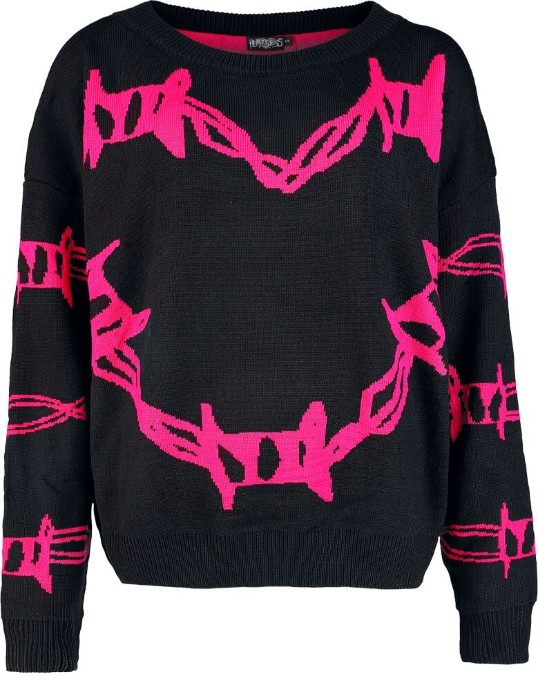 Heartless Barbed Wire Heart Jumper Strickpullover schwarz pink in XS von Heartless