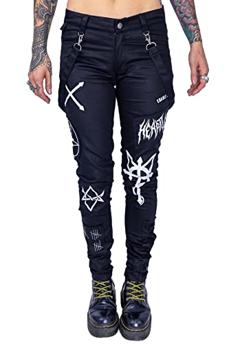 Heartless Bruja Pants Frauen Jeans schwarz W30L32 95% Baumwolle, 5% Elasthan Everyday Goth, Rockwear von Heartless