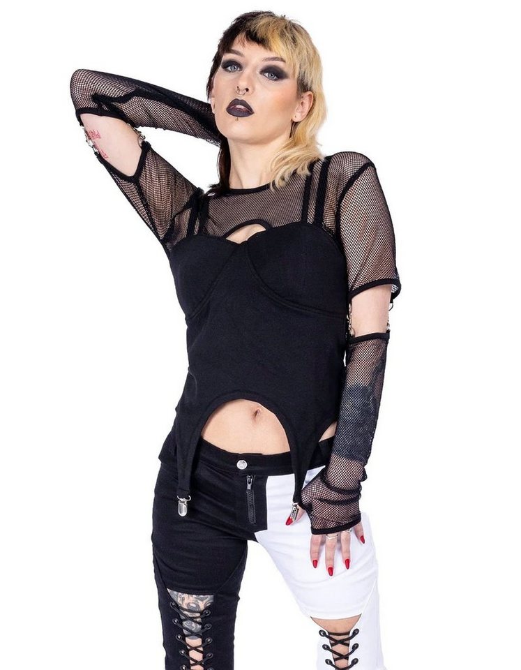 Heartless Crop-Top Lisha Gothic Netz Oberteil Punk Shirt Rave Mesh Cyberpunk von Heartless