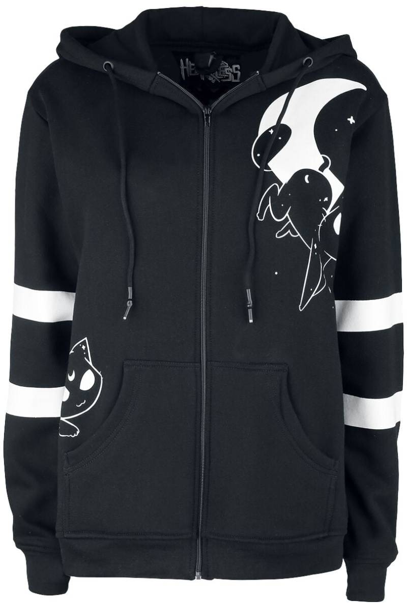 Heartless - Gothic Kapuzenjacke - Moon Cats Hood - M bis 4XL - für Damen - Größe 3XL - schwarz/weiß von Heartless