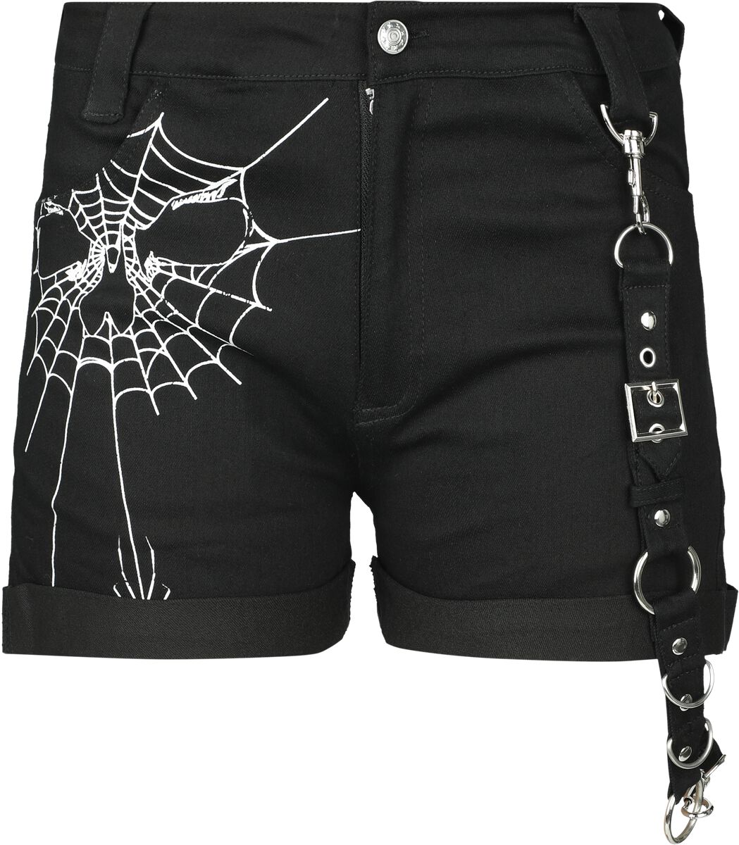 Heartless - Gothic Short - Widow Maker Shorts - 28 bis 36 - für Damen - Größe 30 - schwarz/weiß von Heartless