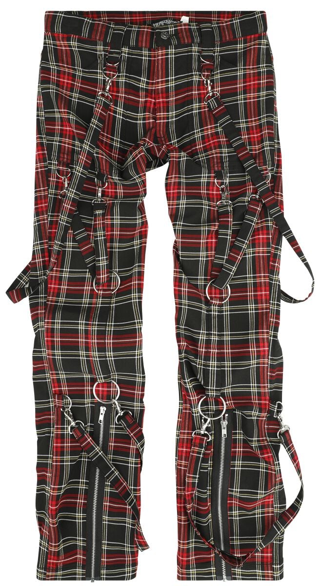 Heartless - Gothic Stoffhose - Raffiel Pants - W30L32 bis W38L34 - für Männer - Größe W32L34 - schwarz/rot von Heartless