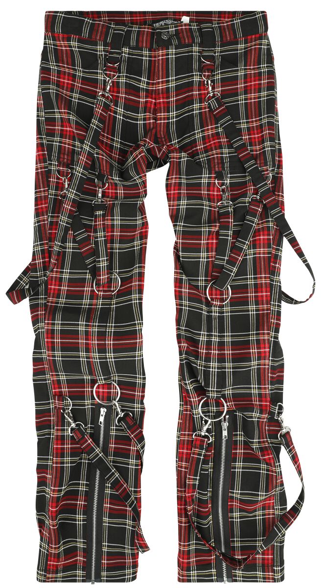 Heartless - Gothic Stoffhose - Raffiel Pants - W30L32 bis W38L34 - für Männer - Größe W36L34 - schwarz/rot von Heartless