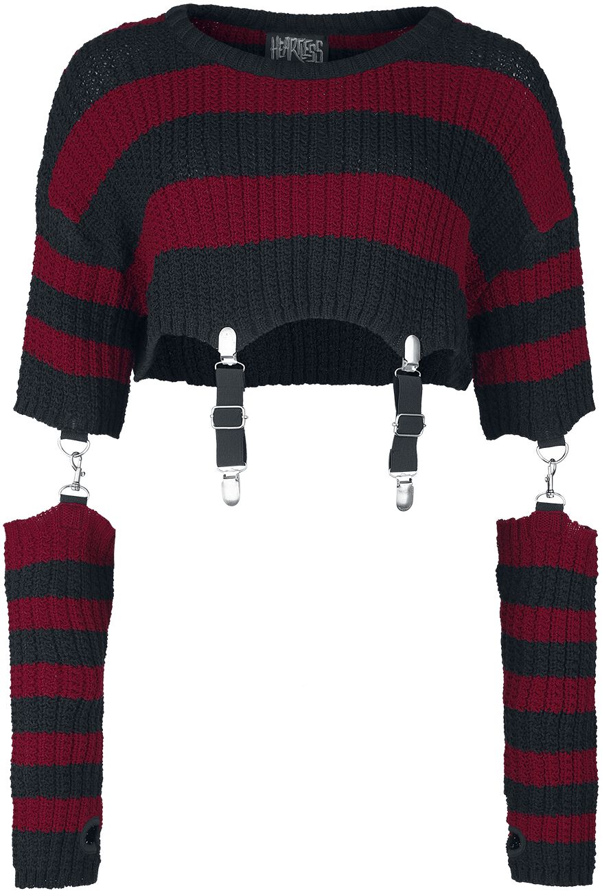 Heartless - Gothic Strickpullover - Isadora Top - XS bis XXL - für Damen - Größe M - schwarz/rot von Heartless