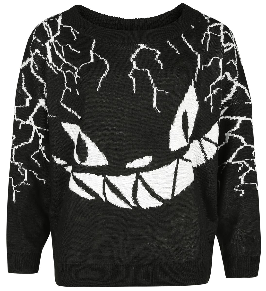 Heartless - Gothic Strickpullover - Sinister Grin Jumper - XS bis 4XL - für Damen - Größe L - schwarz/weiß von Heartless