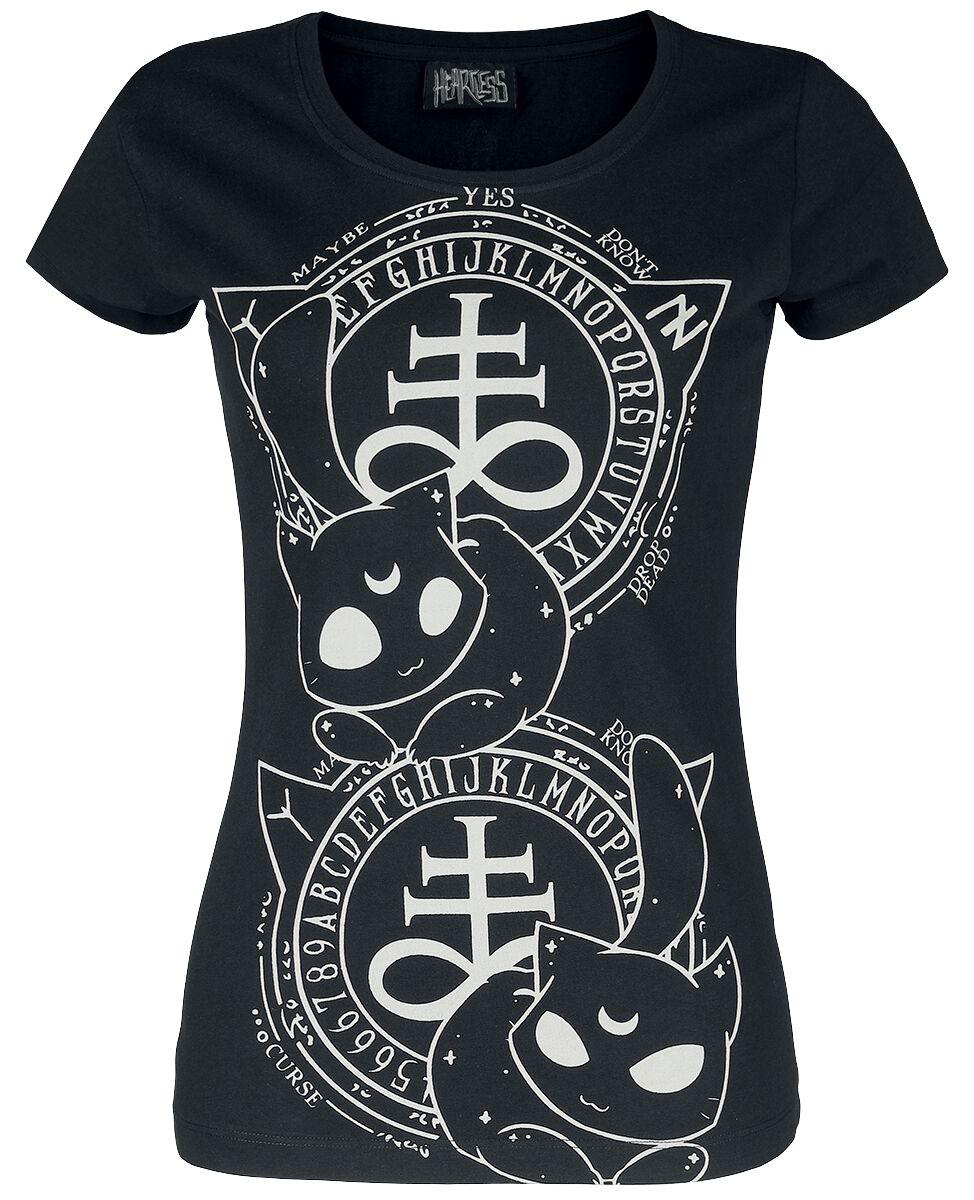 Heartless - Gothic T-Shirt - Cat Craft T-Shirt - S bis XXL - für Damen - Größe L - schwarz/weiß von Heartless