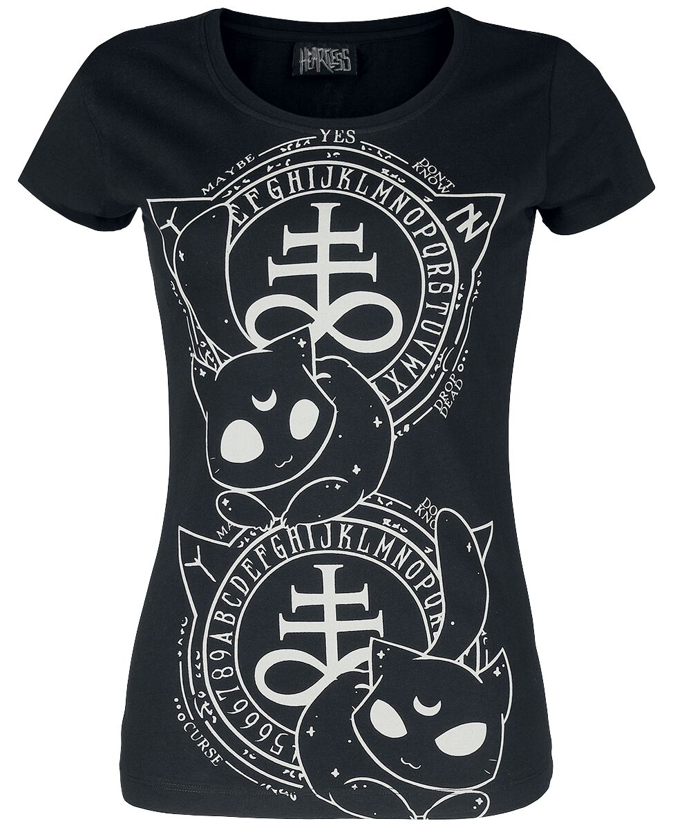 Heartless - Gothic T-Shirt - Cat Craft T-Shirt - S bis XXL - für Damen - Größe S - schwarz/weiß von Heartless