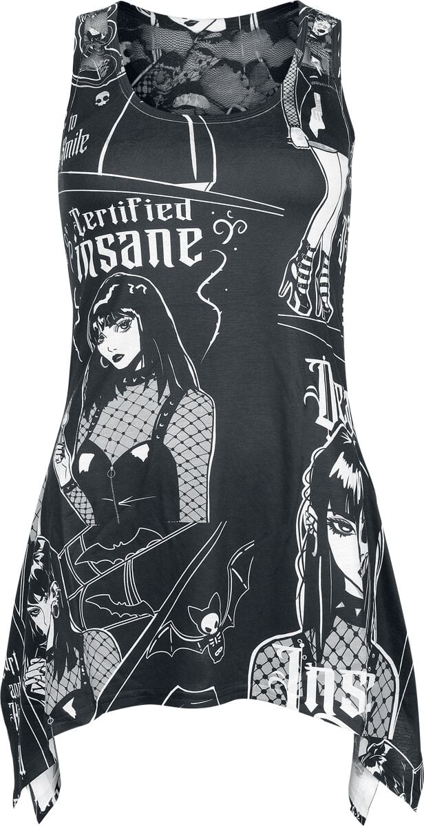 Heartless - Gothic Top - Certified Lace Panel Vest - L bis XL - für Damen - Größe XL - schwarz/weiß von Heartless