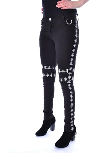 Heartless Hose Pentagram Pants Gothic Skinny Jeans Everyday Okkult Trousers, Größe:32 von Heartless