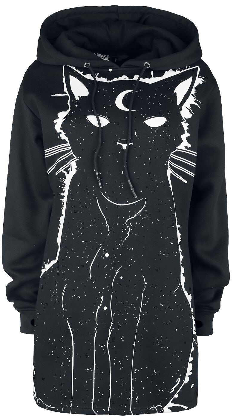 Heartless Kapuzenpullover - Moon Kitty Hood - M bis 4XL - für Damen - Größe L - schwarz/weiß von Heartless