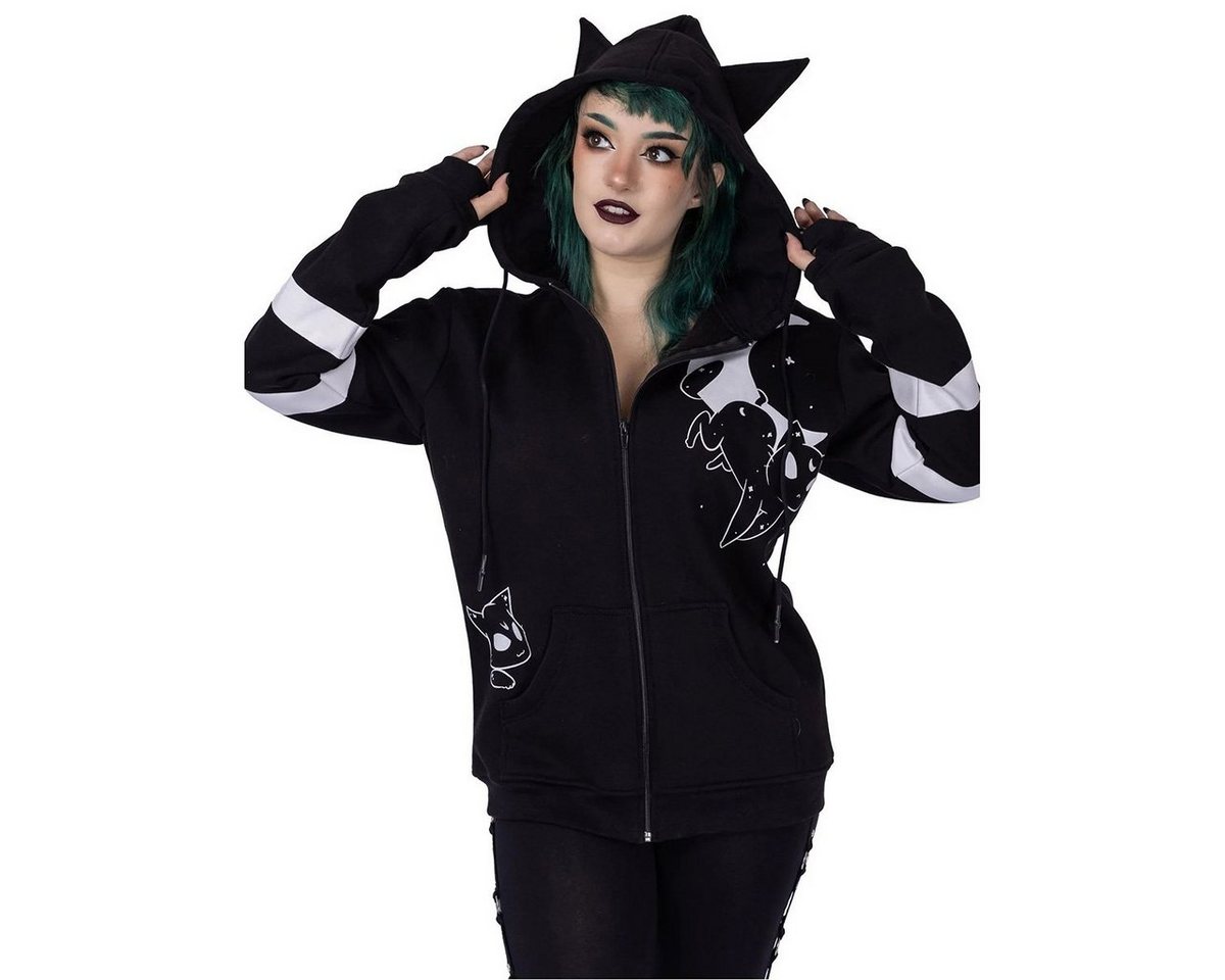 Heartless Kapuzensweatshirt Kapuzenjacke Moon Cats Hood Gothic Kitty Katzen Lunar Mond Kawaii von Heartless