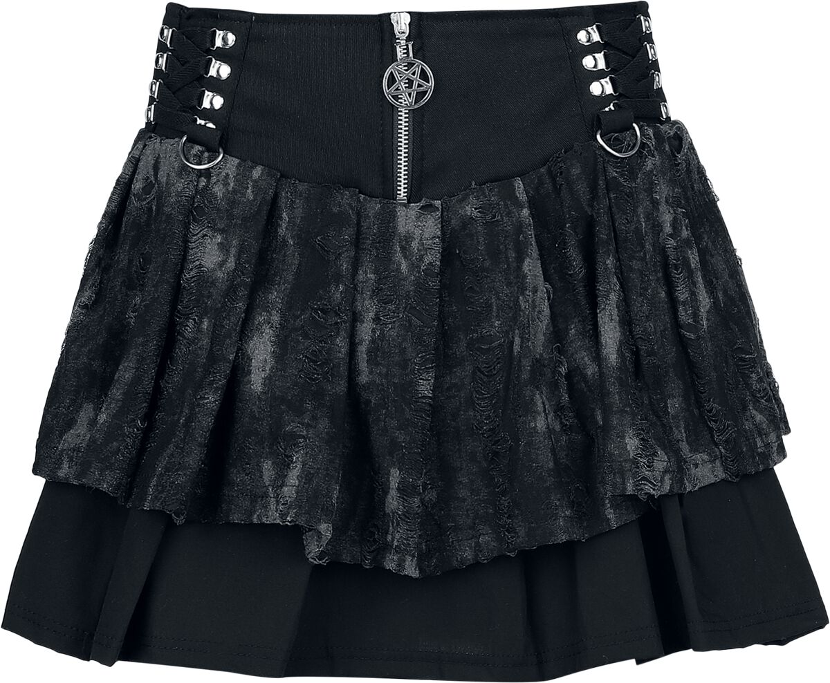 Heartless Kurzer Rock - Nicandra Skirt - XS bis XXL - für Damen - Größe XXL - schwarz/grau von Heartless