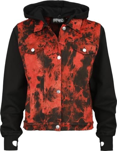 Heartless Noelle Jacket Frauen Jeansjacke schwarz/rot L 98% Baumwolle, 2% Elasthan Rockwear von Heartless