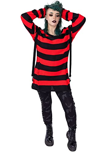 Heartless Oriana Jumper Frauen Strickpullover rot/schwarz L 100% Polyacryl Gothic, Nu Goth, Rockwear von Heartless