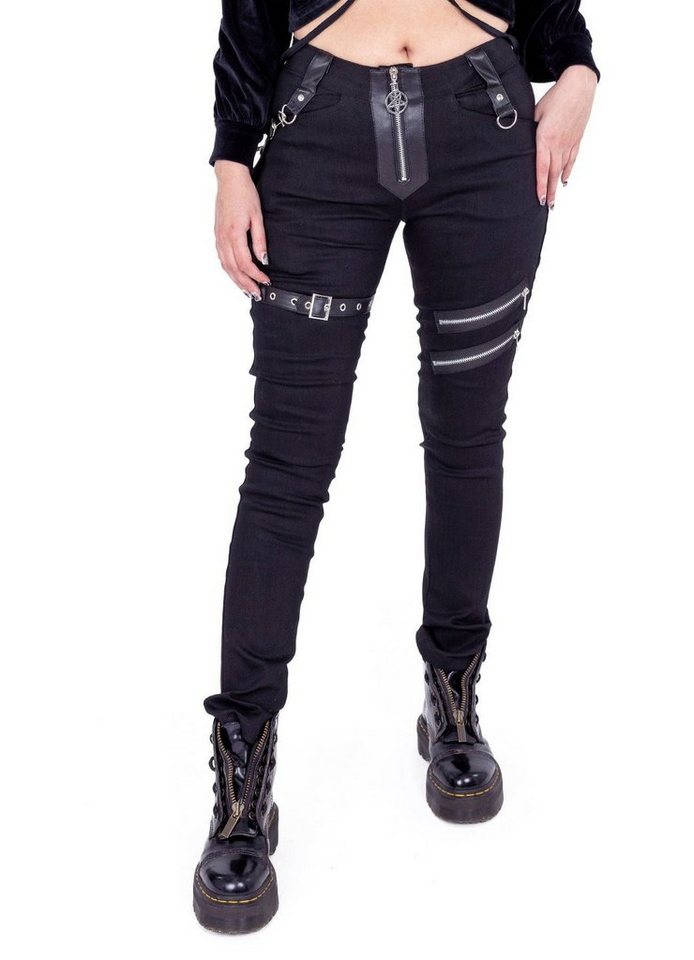 Heartless Röhrenhose Odette Gothic Harness Pants mit abnehmbarer Beintasche von Heartless