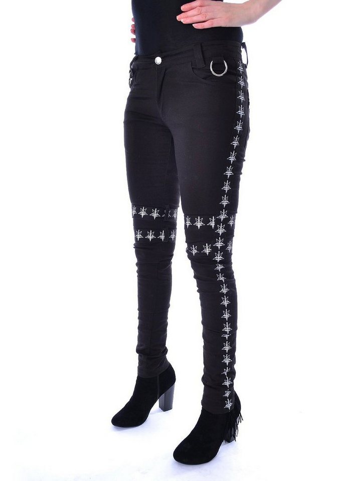 Heartless Röhrenhose Pentagram Pants Gothic Skinny Jeans Okkult Trousers von Heartless