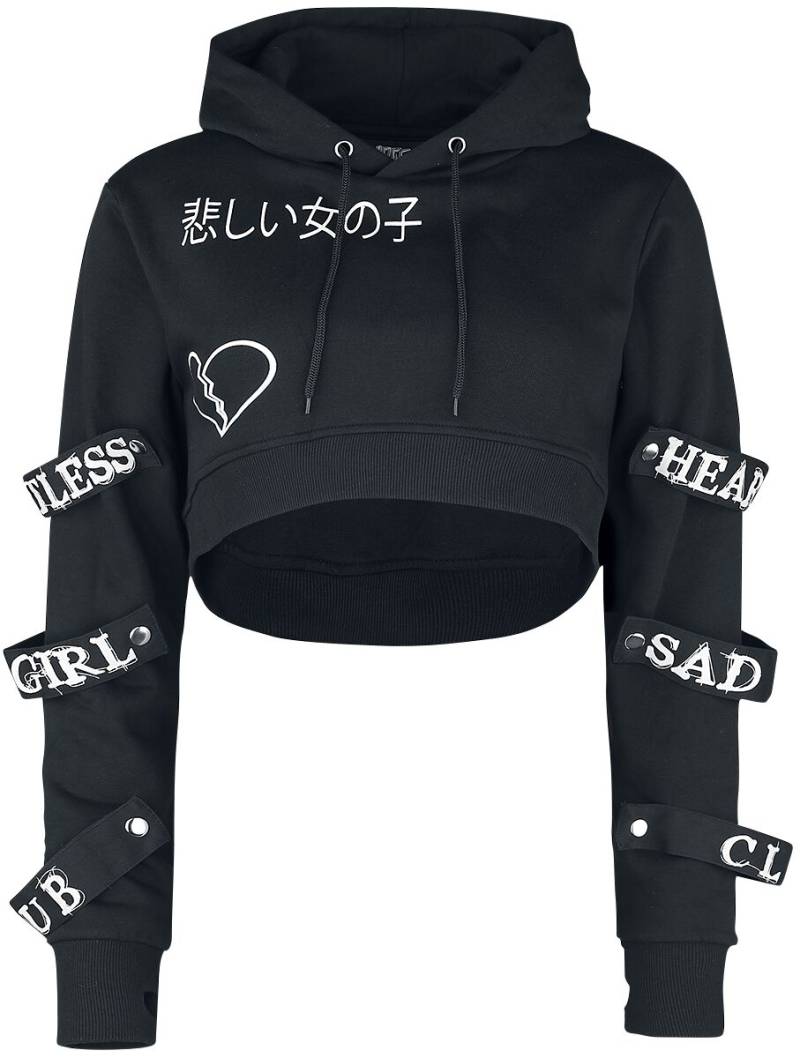 Heartless Sad Girl Club Hood Kapuzenpullover schwarz weiß in L von Heartless