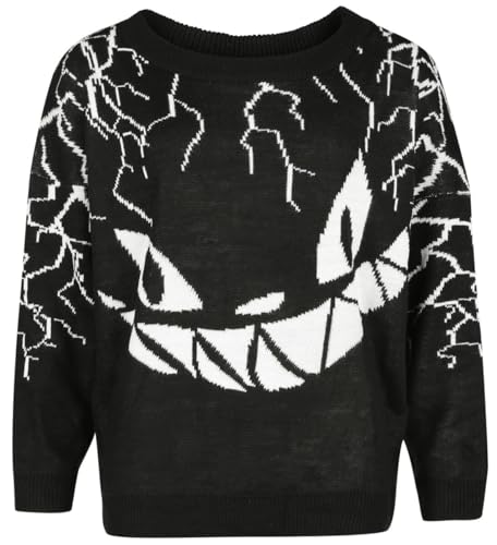 Heartless Sinister Grin Jumper Frauen Strickpullover schwarz/weiß L 100% Polyacrylic Gothic, Rockwear von Heartless