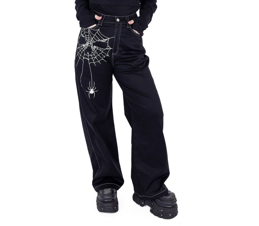 Heartless Stoffhose Widow Maker Gothic Spinnennetz Rave Pants Weites Bein von Heartless