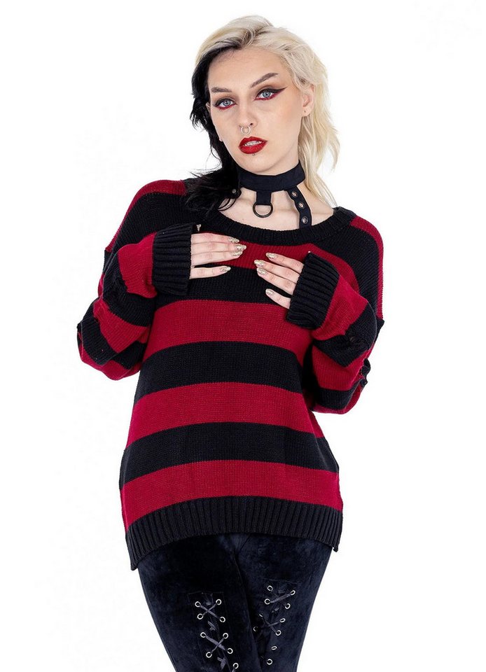 Heartless Strickpullover Vision Punk Gestreift Streifen Choker Halsband Grunge von Heartless