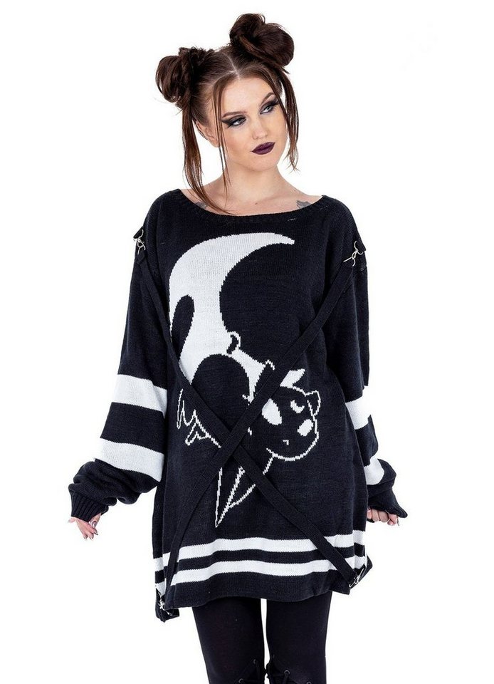 Heartless Sweatshirt Moon Cats Strickpulli Gothic Katze Punk Mond Kitty Lunar Cat von Heartless