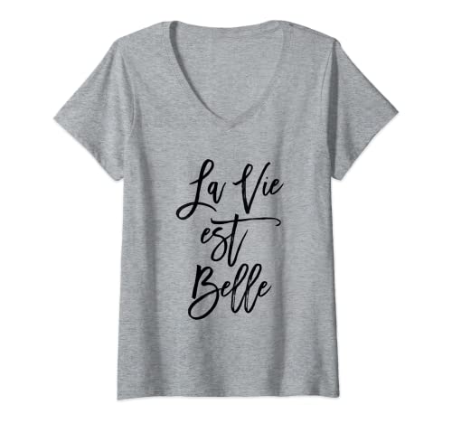 Damen La Vie Est-Belle T-Shirt mit V-Ausschnitt Damen La Vie Est-Belle T-Shirt mit V-Ausschnitt von Heartlocked