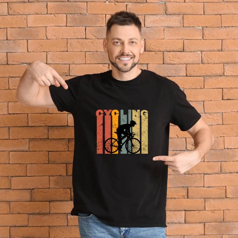 Herren Basic V-Neck T-Shirt Fahrradfahren Cycling von Heartmadegoddie