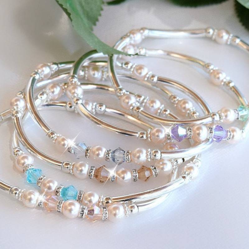 Crystal, Pearl Stretch Armreif Crystal, Pearl Stretch Armreif von HeartofGems