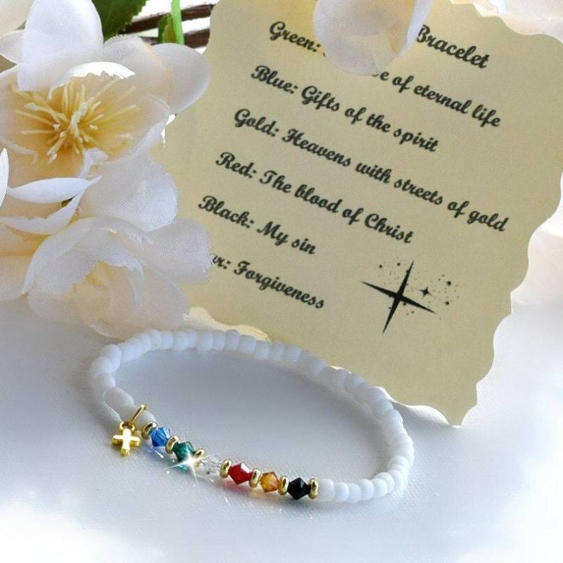 Heils Armband/Dehnbare Weiße Matte Perlen/Swarovski Kristalle/Christlicher Schmuck Heils Armband/Dehnbare Weiße Matte Perlen/Swarovski Kristalle/Christlicher Schmuck von HeartofGems