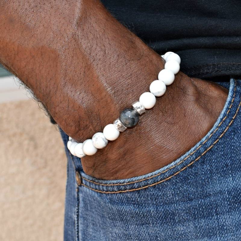 Herren Howlith Und Rutilquarz Edelstein Heilung Armband/Chakra/Yoga/Heilende Edelsteine von HeartofGems